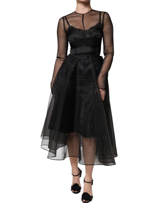 Schwarzes Aline-Midi-Kleid - Image 1