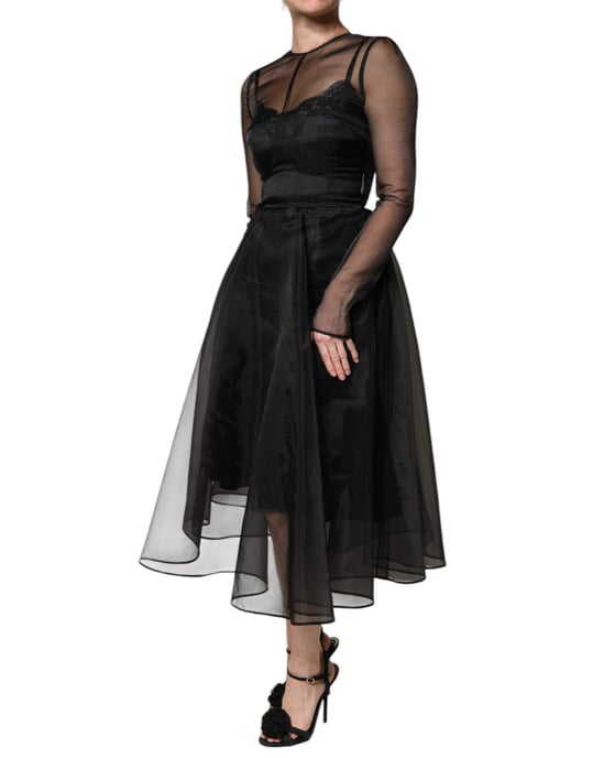 Schwarzes Aline-Midi-Kleid - Image 3