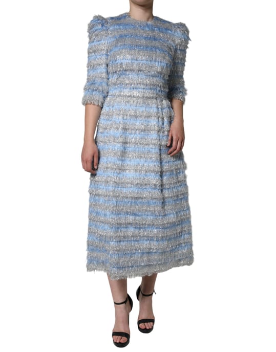 Metallic Gestreiftes Fransen-Midi-Kleid - Image 2