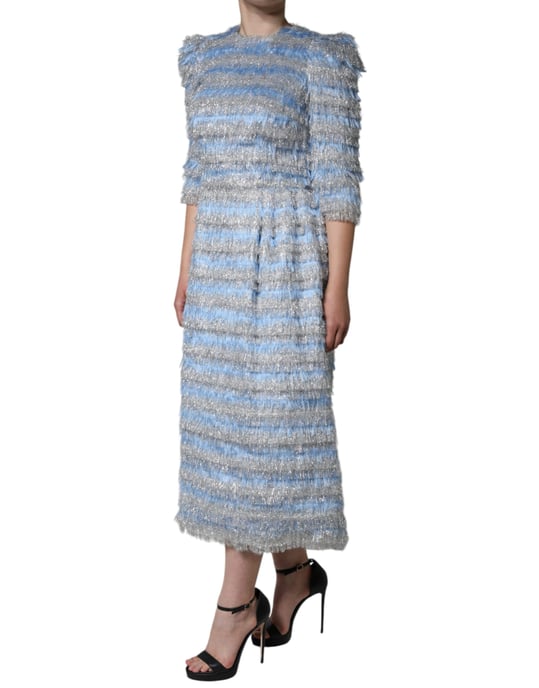 Metallic Gestreiftes Fransen-Midi-Kleid - Image 3