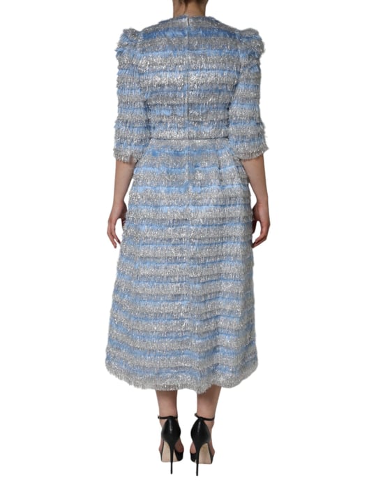 Metallic Gestreiftes Fransen-Midi-Kleid - Image 4