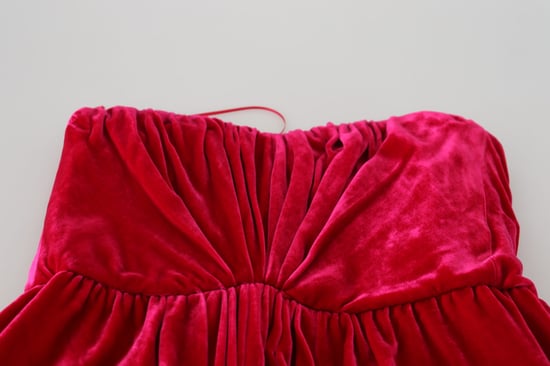 Samt Trägerloses A-Linien Kleid - Image 4