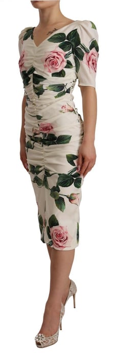 Dolce Gabbana Rosendruck Midi Kleid - Image 2