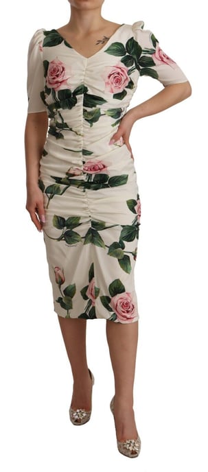 Dolce Gabbana Rosendruck Midi Kleid - Image 3