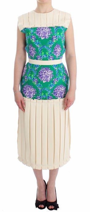Blumenmuster Falten Midi Kleid - Image 1