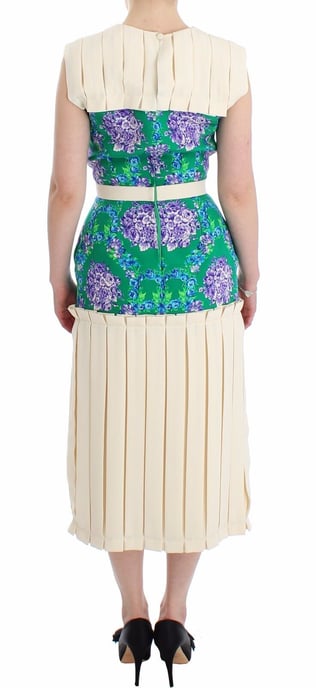 Blumenmuster Falten Midi Kleid - Image 3