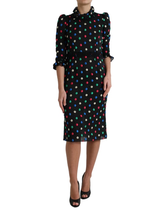 Bleistiftkleid Mehrfarbig Mit Punkten 34 Ärmel - Image 1