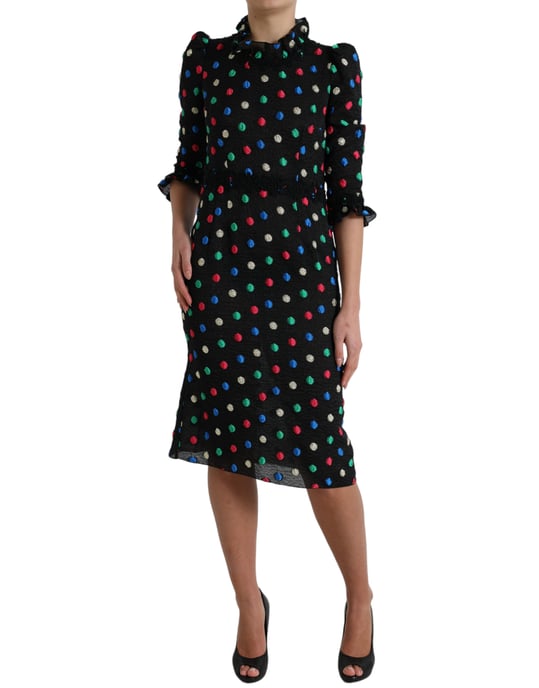 Bleistiftkleid Mehrfarbig Mit Punkten 34 Ärmel - Image 2