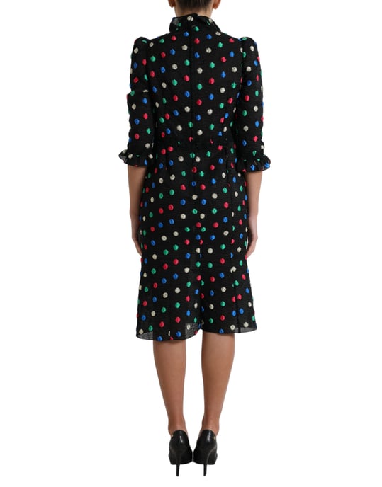 Bleistiftkleid Mehrfarbig Mit Punkten 34 Ärmel - Image 3