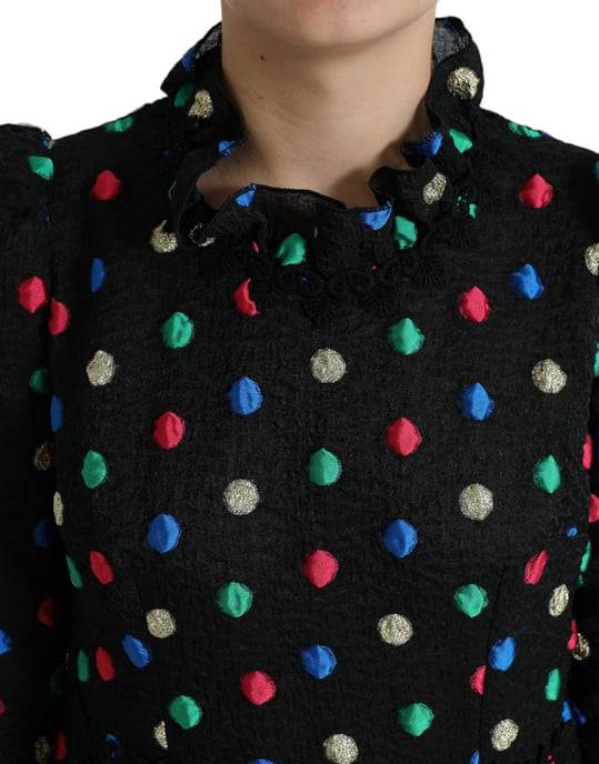 Bleistiftkleid Mehrfarbig Mit Punkten 34 Ärmel - Image 4