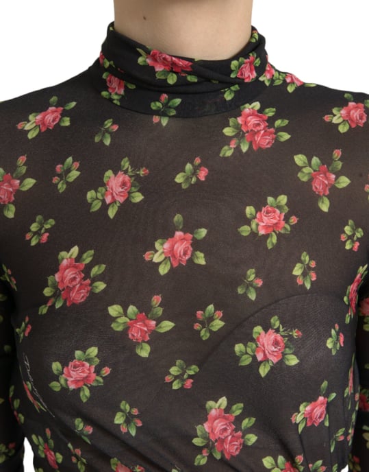 Blumenmuster Mesh Midi Kleid mit Ausschnitt - Image 4
