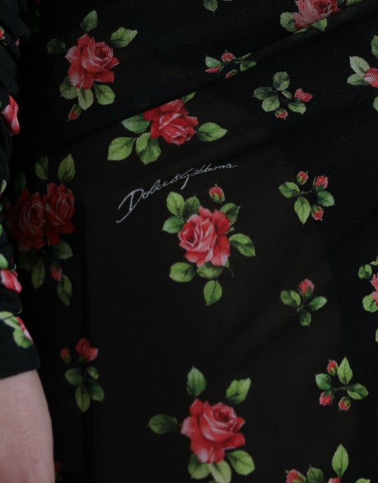 Blumenmuster Mesh Midi Kleid mit Ausschnitt - Image 5