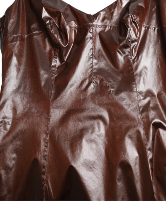 Kunstleder-Midi-Kleid ärmellos V-Ausschnitt - Image 5