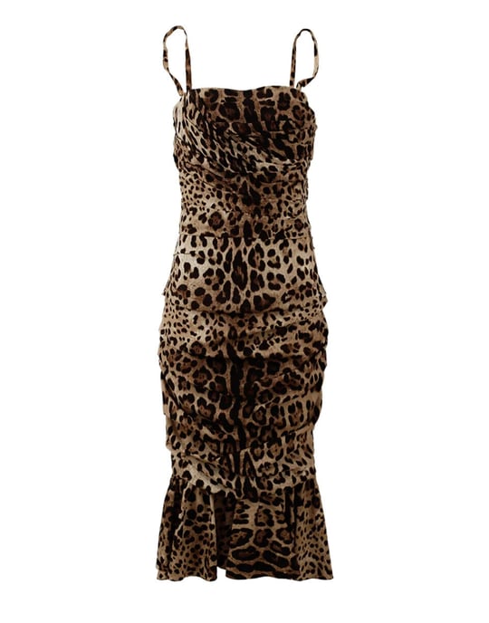 Leopardprint Raffung Midi-Kleid - Image 2