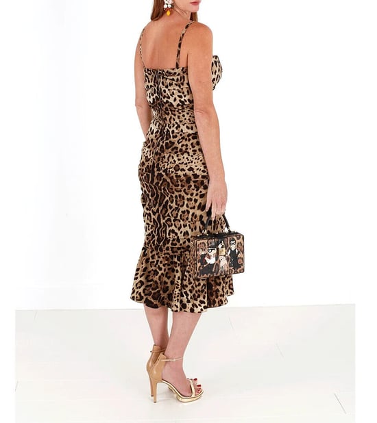 Leopardprint Raffung Midi-Kleid - Image 3
