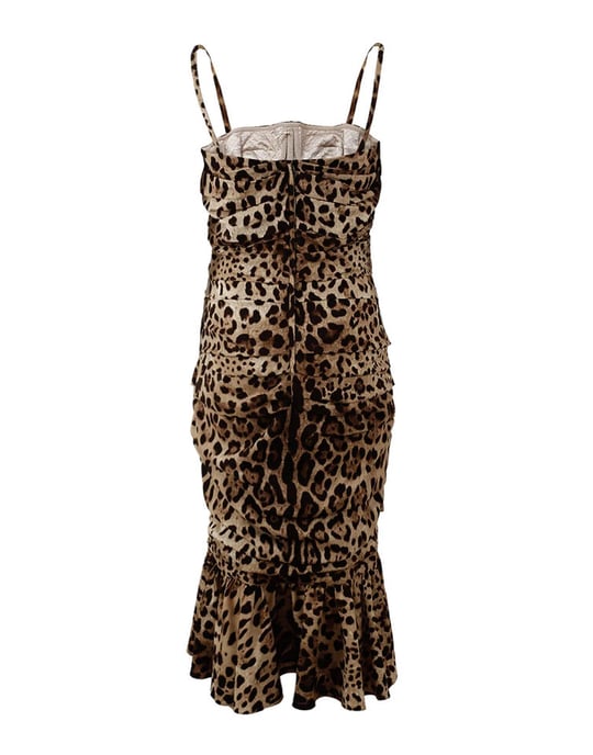 Leopardprint Raffung Midi-Kleid - Image 4