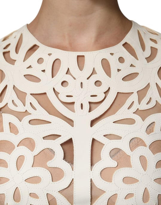 Blumen Spitzen Midi Kleid Laser Cut Stil - Image 5