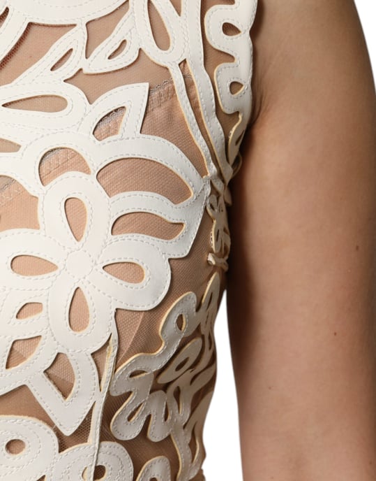 Blumen Spitzen Midi Kleid Laser Cut Stil - Image 6