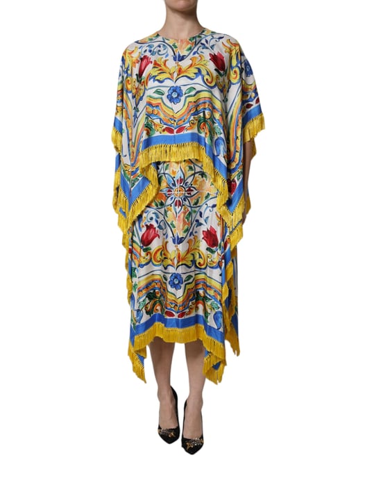 Majolika-Druck Fransen-Midikleid - Image 2