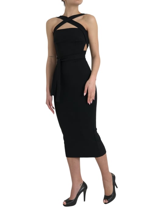 Kreuzhals Bodycon Midikleid - Image 2