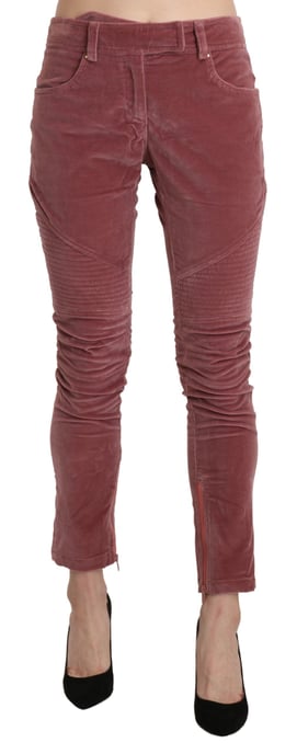 Samt Skinny Pants mit Reißverschlussdetails - Image 1