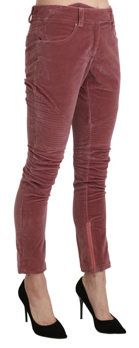Samt Skinny Pants mit Reißverschlussdetails - Image 4