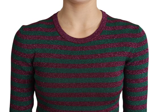 Metallisch Gestreifter Strickpullover Tsh4773 - Image 3