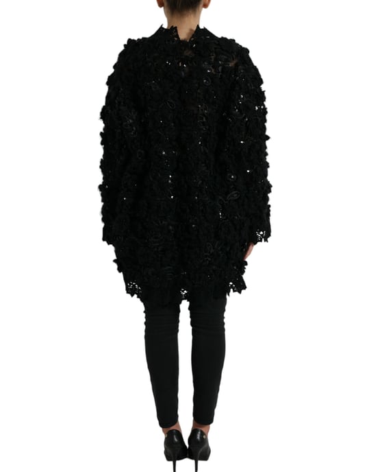 Pailletten Spitzenpullover mit hohem Kragen - Image 3