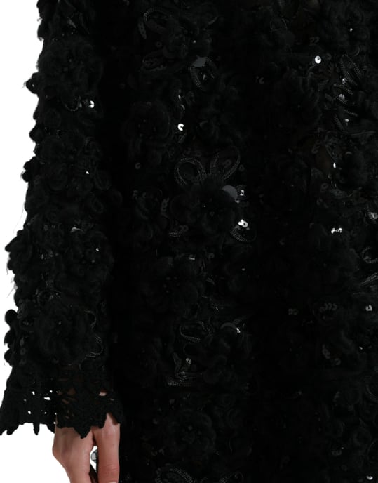 Pailletten Spitzenpullover mit hohem Kragen - Image 5