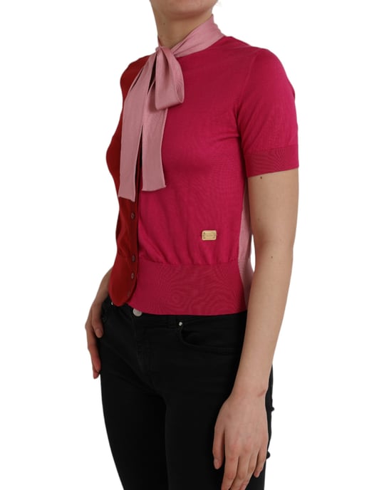 Dolce Gabbana Strickoberteil mit kurzen Ärmeln und Schleife - Image 2