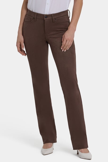Marilyn Gerade Hosen aus Stretch-Faux-Suede | Kaffeebohne - Image 3
