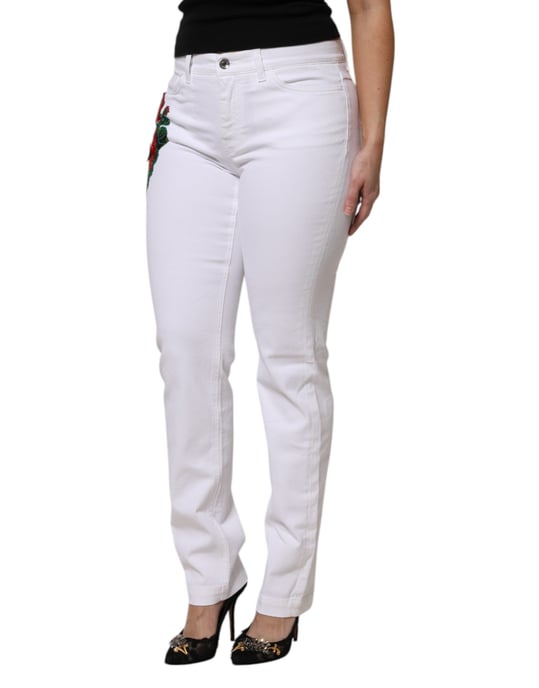 Blumen bestickte gerade Jeans - Image 3