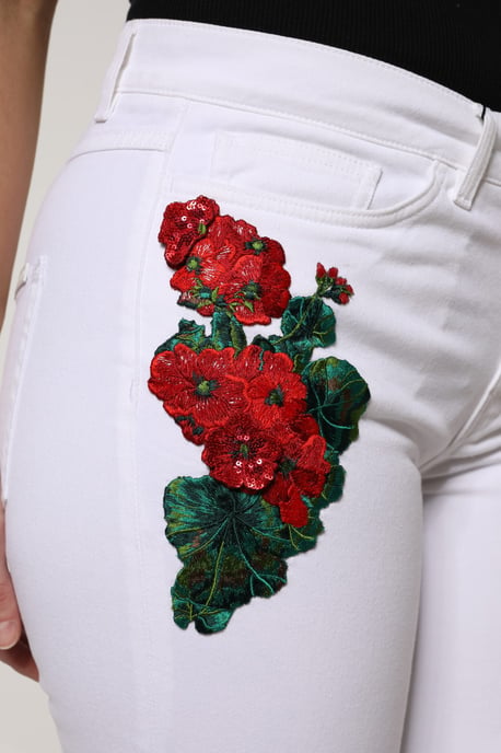 Blumen bestickte gerade Jeans - Image 6