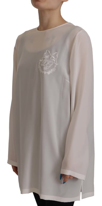 Dolce Gabbana Seidenbluse mit langen Ärmeln und Rundhalsausschnitt - Image 4