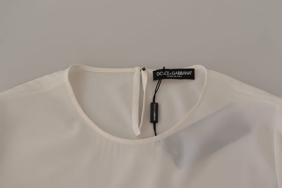 Dolce Gabbana Seidenbluse mit langen Ärmeln und Rundhalsausschnitt - Image 5