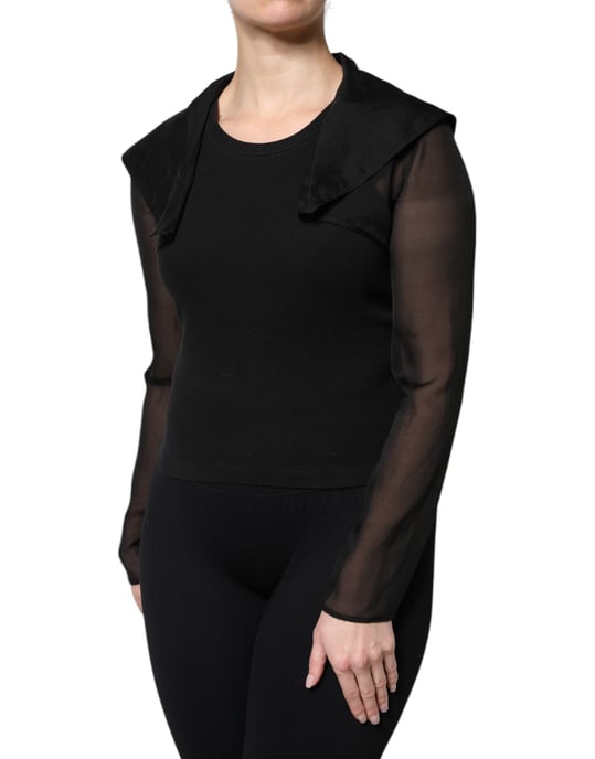 Rippstrick-Top mit transparenten Netzärmeln - Image 3