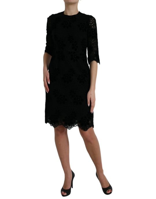 Blumen-Spitzenkleid mit Samt-Applikationen - Image 2