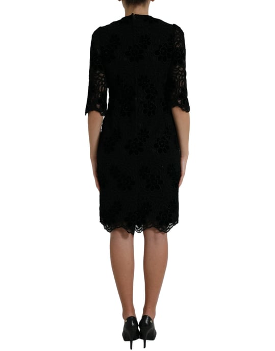 Blumen-Spitzenkleid mit Samt-Applikationen - Image 3