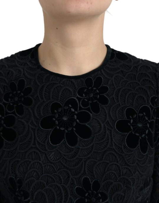 Blumen-Spitzenkleid mit Samt-Applikationen - Image 4