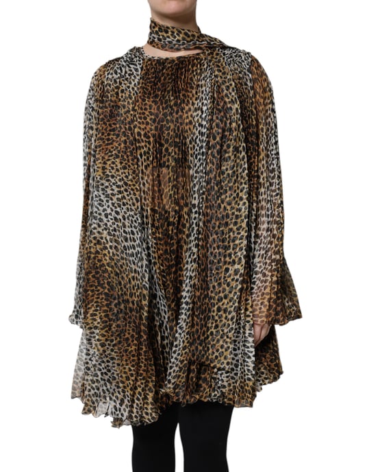 Leopardenmuster Faltenmini Kleid - Image 2