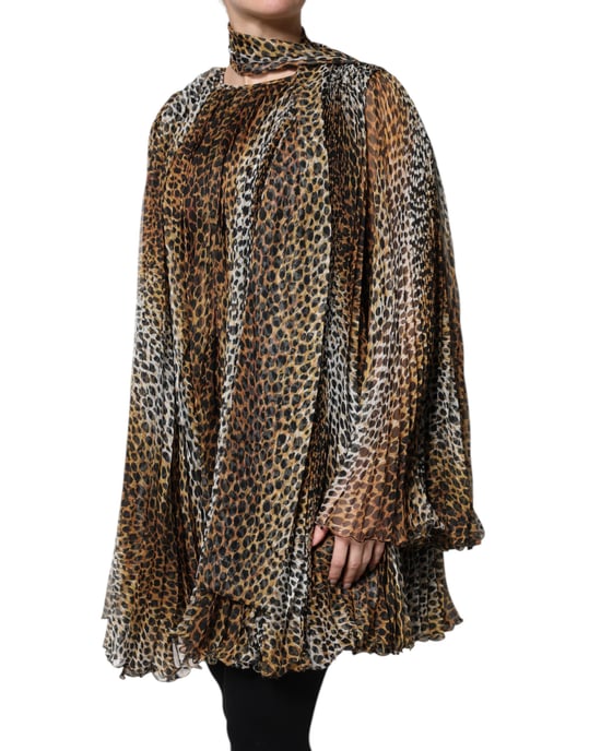 Leopardenmuster Faltenmini Kleid - Image 3