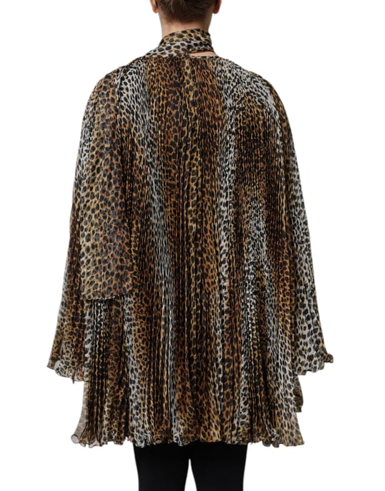Leopardenmuster Faltenmini Kleid - Image 4