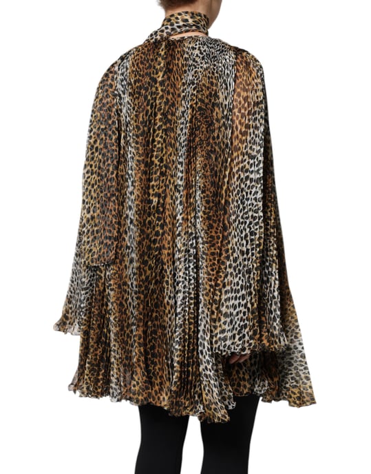 Leopardenmuster Faltenmini Kleid - Image 5