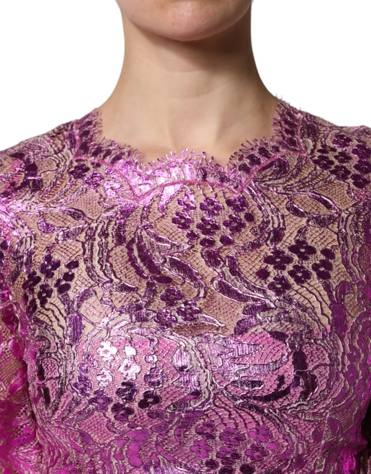Metallic Spitzeneinsatz Mini-Kleid - Image 6