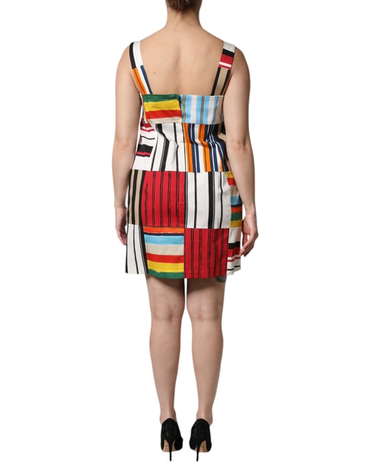 Patchwork gestreiftes Minikleid - Image 4