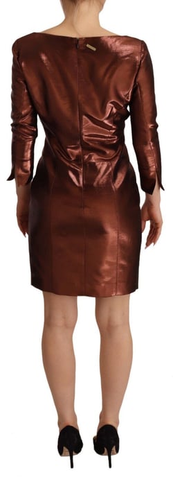 Metallisches Minikleid mit quadratischem Ausschnitt und 3/4-Ärmeln - Image 3