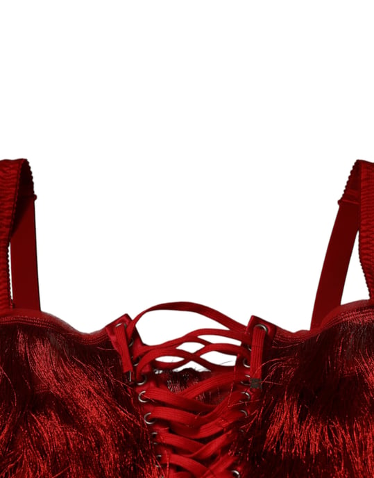 Fransenkleid Mini Rot Schnürung - Image 6