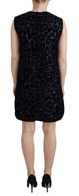 Samt Mini-Kleid mit Leopardenmuster ohne Ärmel - Image 3