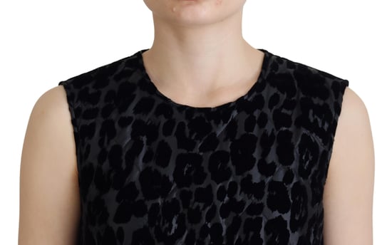 Samt Mini-Kleid mit Leopardenmuster ohne Ärmel - Image 4
