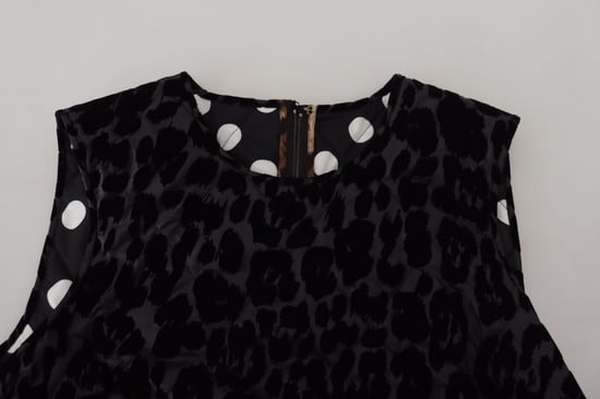 Samt Mini-Kleid mit Leopardenmuster ohne Ärmel - Image 5